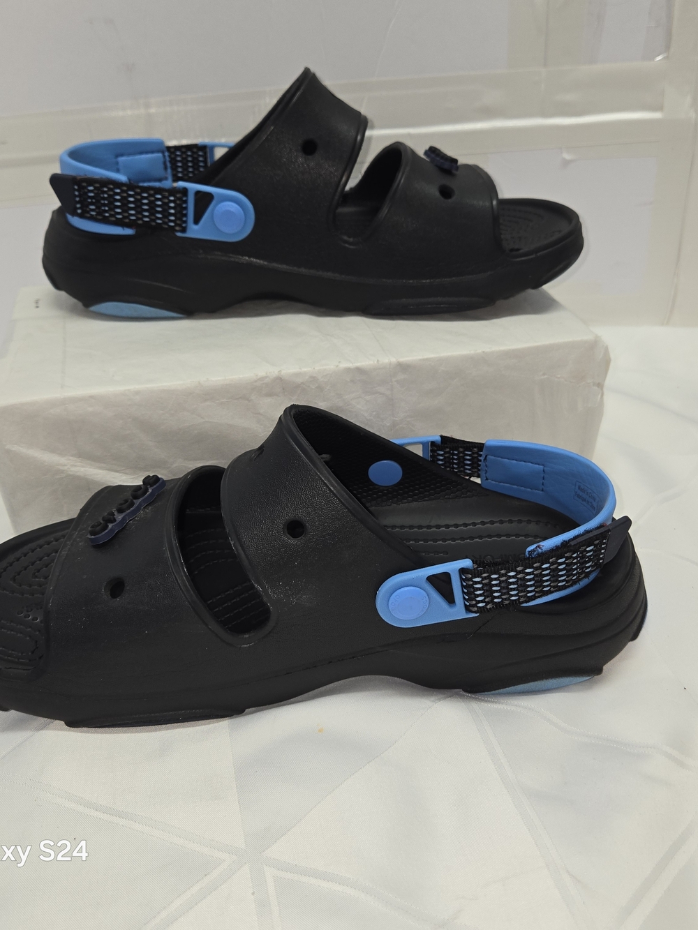 Kids Black and Blue Slide Sandals - Lightweight Comfort